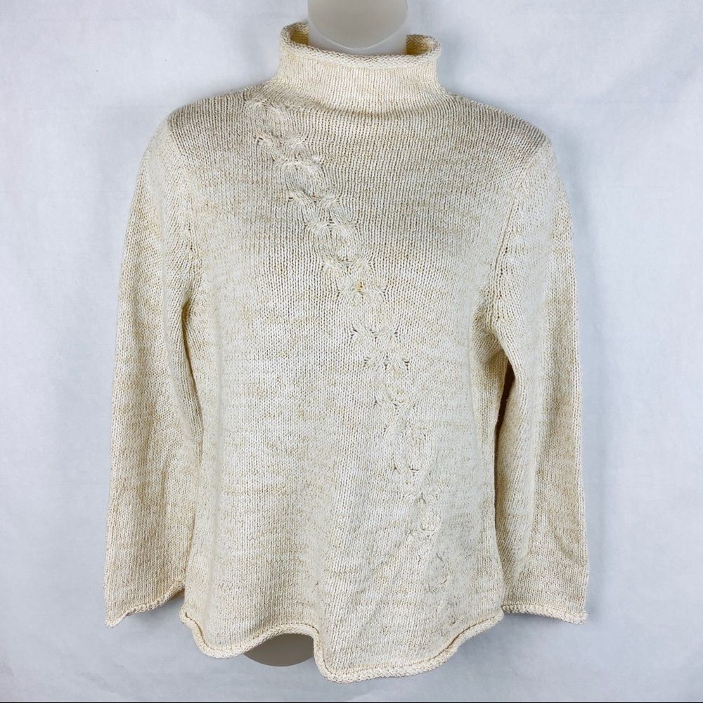 Coldwater Creek Cream Knit Mock Turtleneck Sweater
